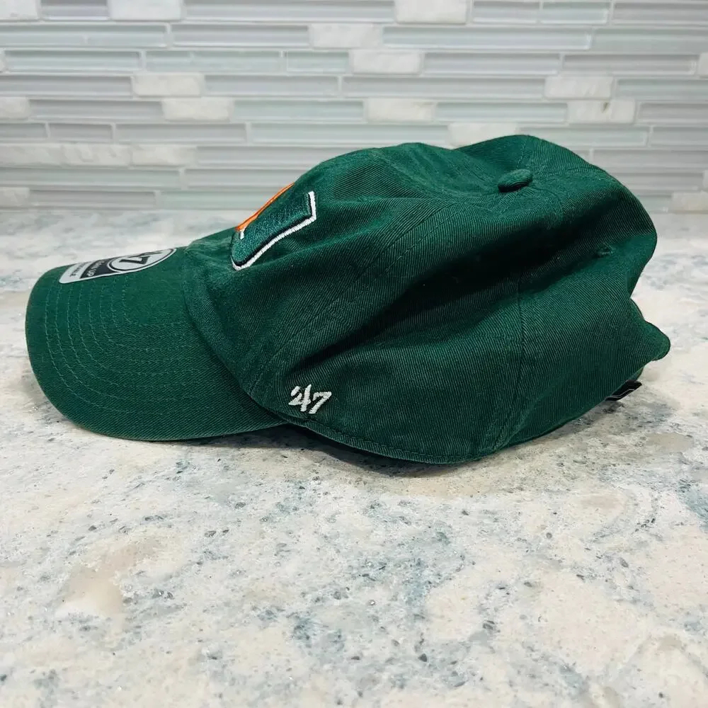 Miami Hurricanes 47 Brand Clean Up Hat Men's Green Adjustable U Baseball Cap